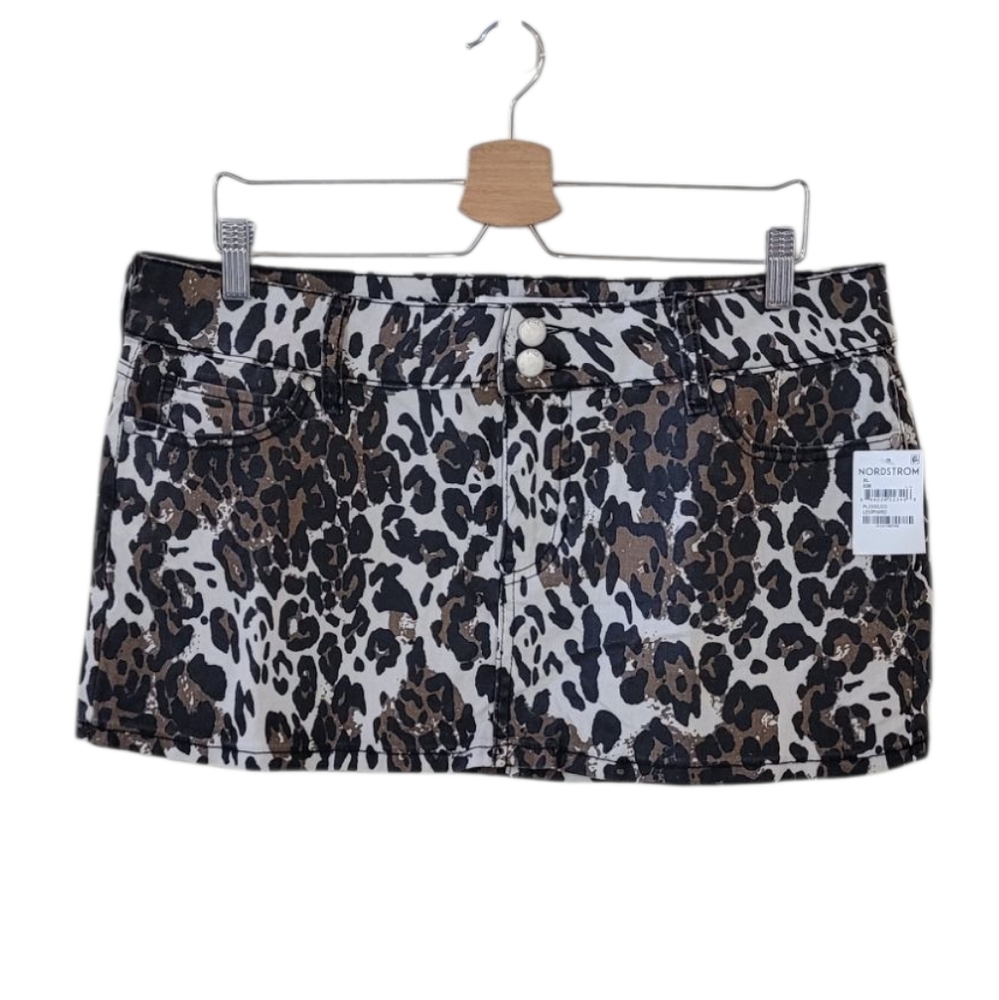 PTCL Leopard Print Stretch Twill Mini Skirt Size XL